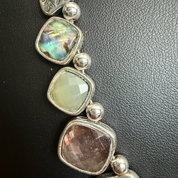 Silver and Green Gemstone Necklace with Organic Design - Picture 14 of 14